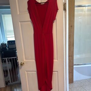 Elegant Red V-Neck Dress